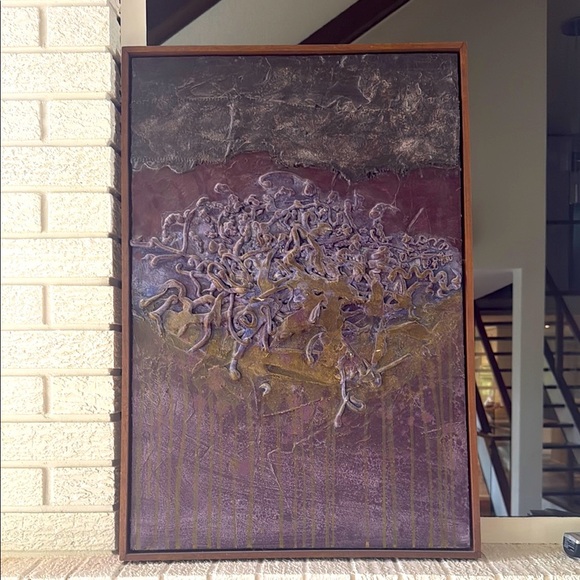 Abstract Purple textured Art Piece by Boyd wood framed on board - Picture 1 of 12
